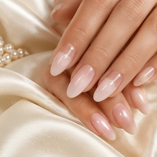 Soft pink almond nails